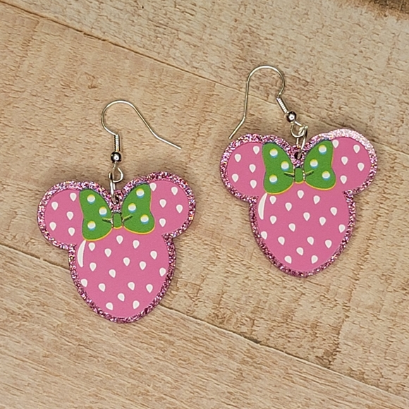 Jewelry - Acrylic Minnie Strawberry Dangle Earrings